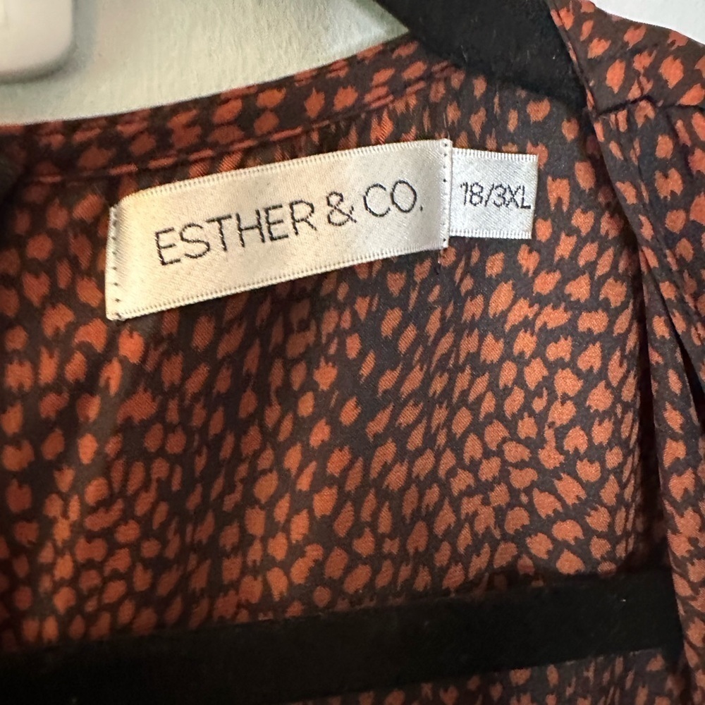 ESTER & CO HIGH LOW BROWN AND BLACK TIE FRONT DRESS 3XL - Picture 3 of 4